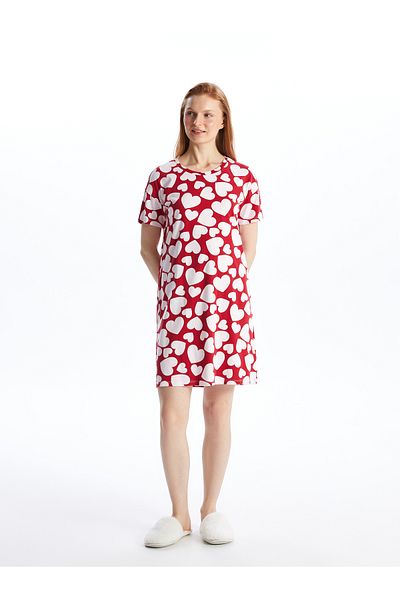 LC Waikiki Crew Neck Patterned Short Sleeve Women's Nightgown