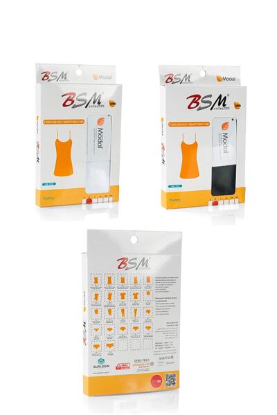 BSM Women's Modal Cotton Black-white 2-Piece Long Undershirt with Rope Strap