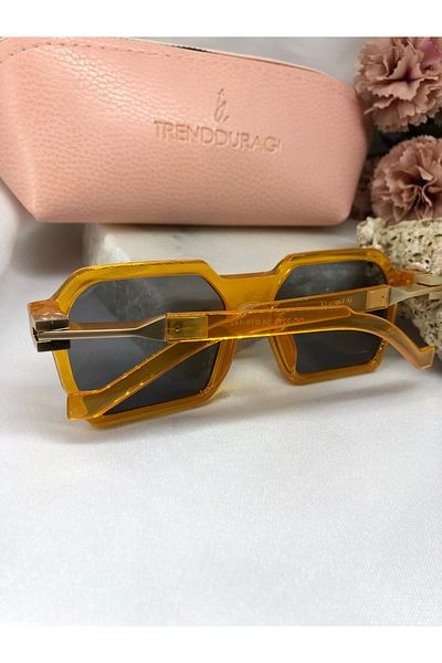 Di Caprio Scar Design Square Mustard Women's Sunglasses