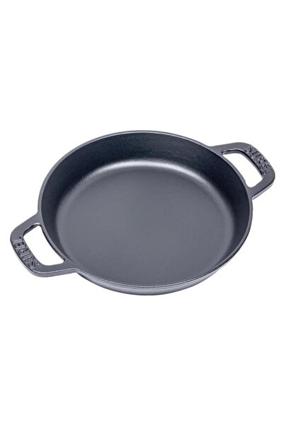 Sürel Shiny Matte Enameled 18 Cm Round Flat Pan Matte Black