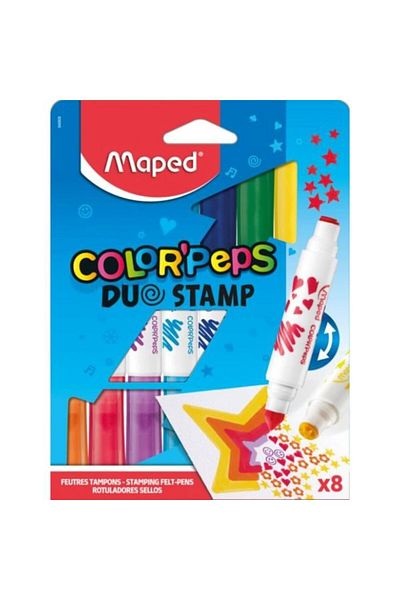 Maped Peps Duo Stamp Jumbo - Set of 8 Felted Pens