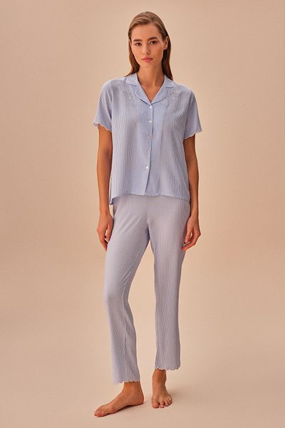 SUWEN Set de pijamale cu dungi masculine