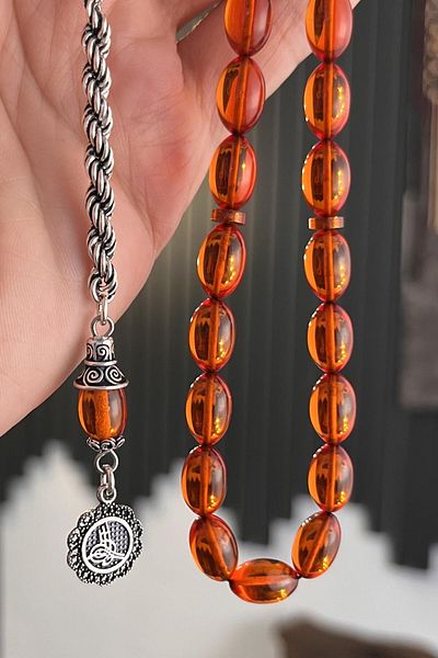 dergah tesbih Ottoman Turated Fire-I Amber Prayer Beads