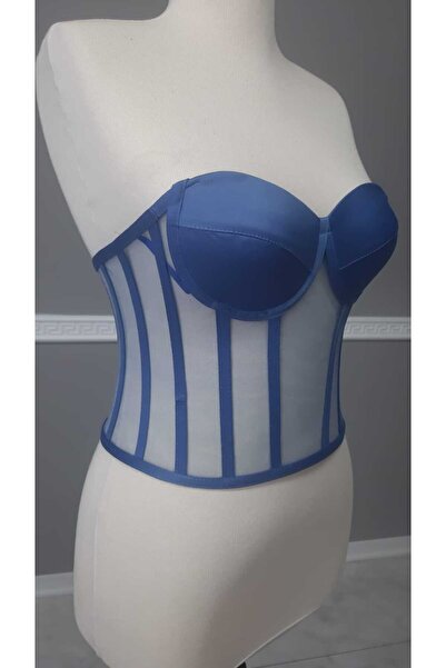 FİYPER Transparent Underwire Corset Bustier Indigo