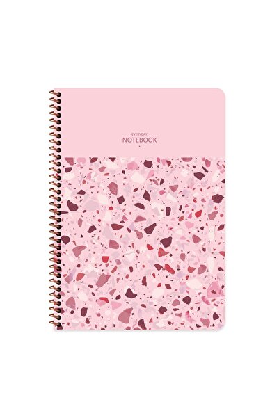 KESKİN COLOR Keskin Color Terazzo Spiralli Pembe Plastik Kapak 80 Yaprak A4 Ç...