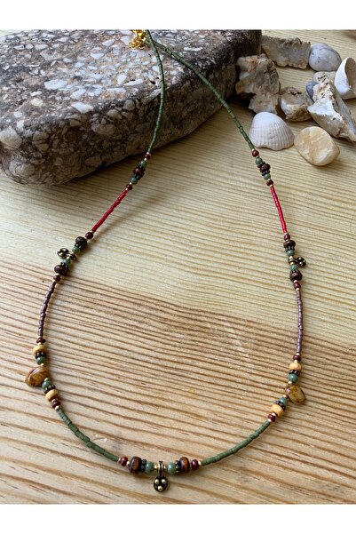 azra takı tasarım Handmade czech glass ethnic short women's necklace