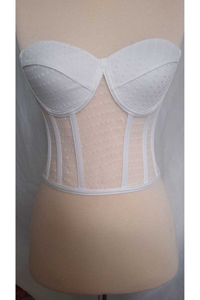 FİYPER White Polka Dot Lace Corset Bustier