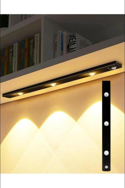 Cata Hareket Sensörlü - Dekoratif Gece Lambası - Usb Şarjlı Led Aydınlatma Siyah Kasa 40cm Şarjlı Dolap L
