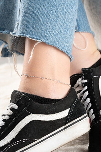 Nereze 925 Ayar Gümüş Rodyum Kaplama Zirkon Taşlı Halhal