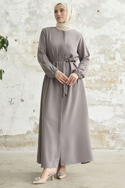 InStyle Belted Honeycomb Fabric Ferace - Lilac