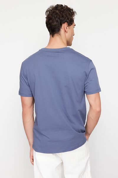 Trendyol Collection Blue Eagle Printed - Μπλουζάκι από ύφασμα κανονικής κοπής TMNSS24TS00208