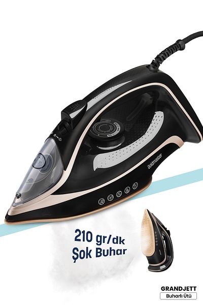 GOLDMASTER Grandjett 3200W Ceramic Base Auto210 gr Effective Shock Steam Iron with Sealing Feature