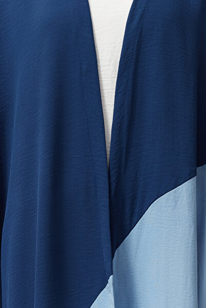 Trendyol Modest Indigo Blue Navy Blue Color Block Υφαντό καπάκι & Ferace & Abaya & Kimono TCTSS24KF00002