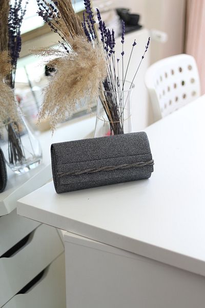 Moom Bag Γυναικεία βραδινή τσάντα φορέματος Portfolio Platinum Silvery Twist Stripe