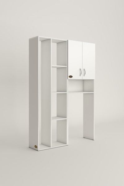 Kenzlife Çamaşır Makinesi Dolabı Sinemsüpürge Byz 180*126*30 Banyo Kapaklı Arkalıklı Raflı