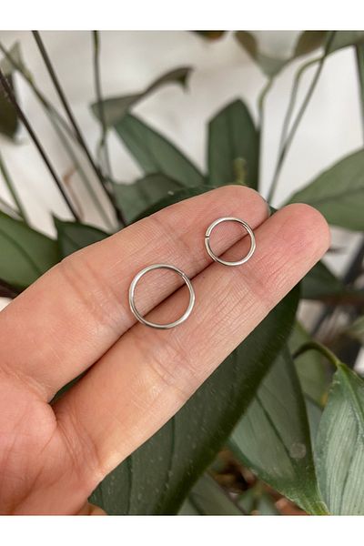 Karınca Piercing 8 and 10 mm Surgical Steel Ear Nose Piercing Set - Double Thin Hoop Earrings Speed up