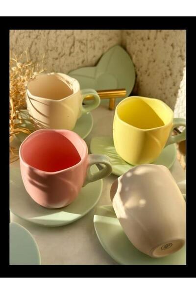 KRD Home Pastel 6'lı Kahve Fincan Takımı Krd-3702
