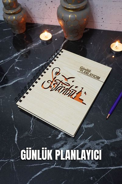 markcat Istanbul Design Wooden Plan Notebook - Infinite Agenda - Daily Planner (PLANING NOTEBOOK) A5