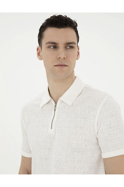 Pierre Cardin Μπλουζάκι Ecru Slim Fit ELİFSU BUTİKHOME