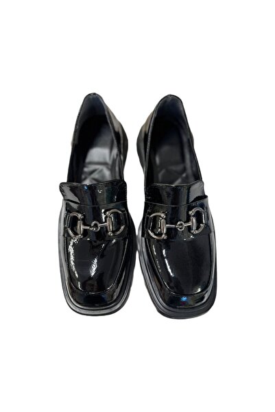 AurorabyKaderCelik Kadın Günlük Rugan Tokalı Loafer Ayakkabı