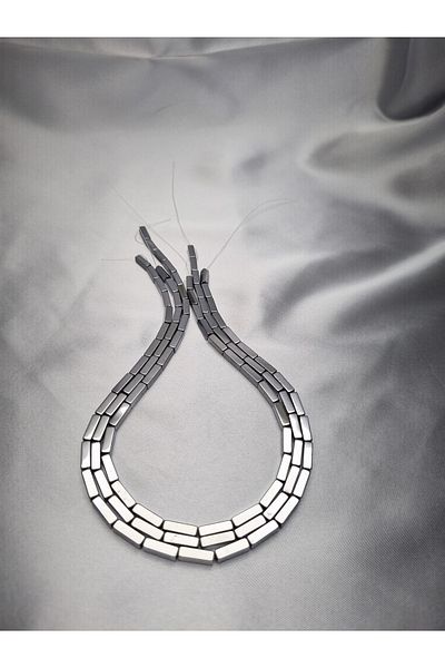Yüksel Boncuk 4x13mm Square Hematite (Silver) Stone Natural Stone String