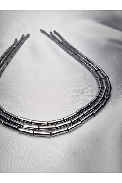 Yüksel Boncuk 4x13mm Cylinder Hematite (Silver) Stone Natural Stone String