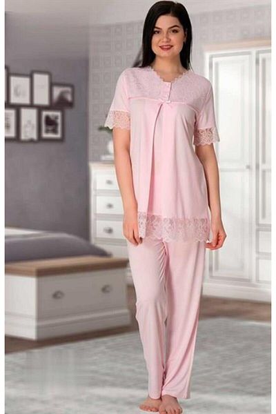 CT MODA Effort Powder Short Sleeve Pajamas Set for Maternity Pregnant