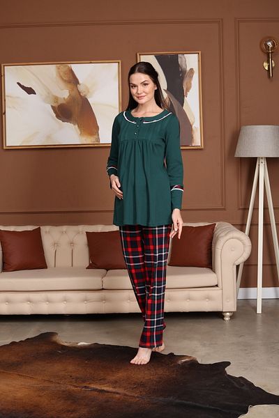 CT MODA Navy Blue Velvet Plaid Women's Pajamas and Dressing Gown Set