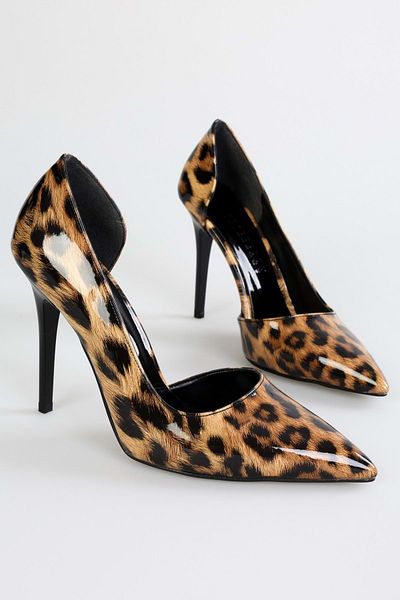 Shoeberry Damen Massy Leopard Glänzende Stilettos