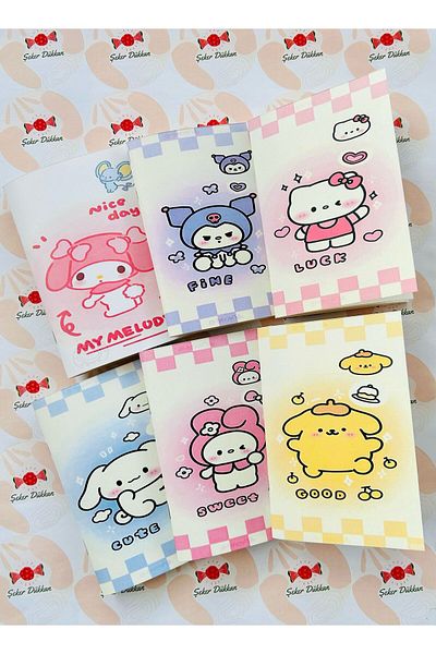 ÖZ KIRTASİYE Kuromi (MYMELODY,FINE,LUCK,CUTE,SWEET,GOOD) Σημειωματάριο 6 τεμαχίων (ΣΗΜΕΙΩΣΗ) Χωρίς γραμμή