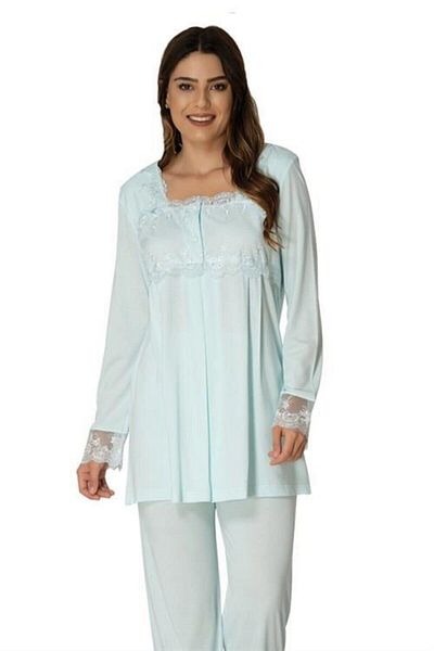CT MODA Set de pijamale de maternitate pentru maternitate Effort Blue cu maneca lunga