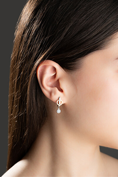 Nereze 925 Ayar Gümüş Rodyumlu Sallantılı J Model Tektaş Küpe