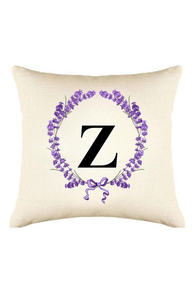 Elbasan Tekstil Letter Z Printed Lavender Framed Hammock Κάλυμμα μαξιλαριού 43 x 43 cm Punch Κατάλληλο