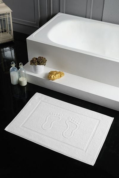 fabrikalite White Foot Towel, 100% Cotton Luxury Hotel Towel, Footprint Bath Mat Gold Series