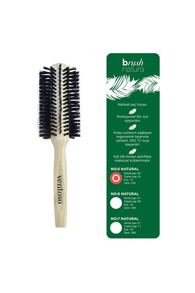 Ventoso Brush Natura No:5 Wooden Blow Dry Brush