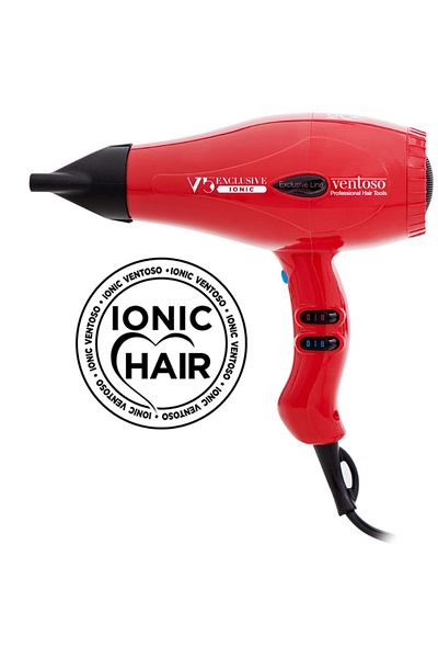 Ventoso V5 Exclusive Professional Blow Dryer - Ionic 2500 W, Rosso