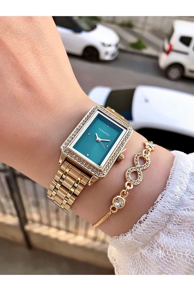 Homies WRISTWATCH RECTANGULAR Rhinestone CASE WITH BRACELET GIFT