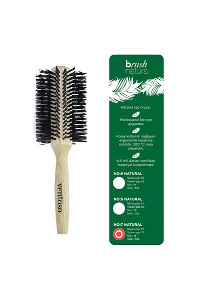 Ventoso Brush Natura No:7 Wooden Blow Dry Brush