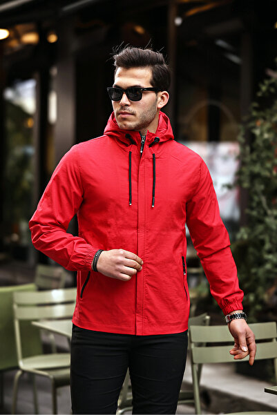 Rompasso Piros férfi dzseki - ráncos vízálló kapucnis, szezonális italos öv