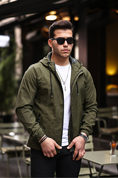Rompasso Khaki Men's Crinkle/crinkle Waterproof Inner Pocket Hood Summer Spring Seasonal Jacket Windbreaker