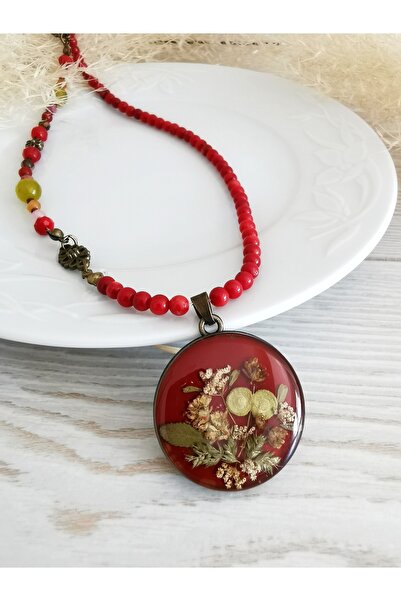 Halley Concept Real Flower Patterned Special Design Epoxy Women's Necklace