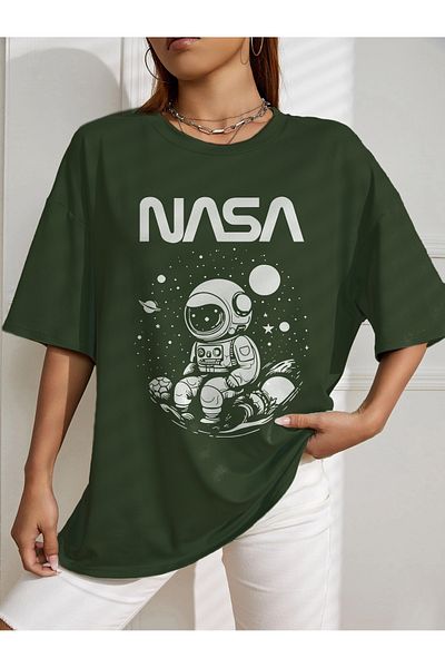 aynewmoda Tricou oversize cu imprimeu NASA