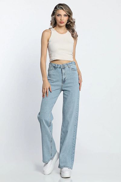 GÜLSELİ Blugi de damă Ice Blue cu talie înaltă Lycra Palazzo