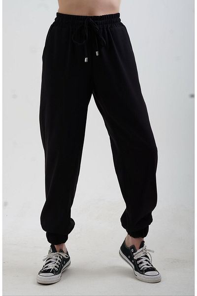 Zelish My Sister Pantaloni negri cu elastic în talie și picior