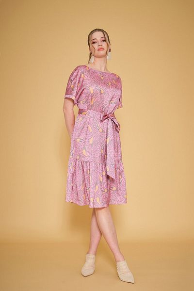 VERDA Satin Dress with Sash Belt