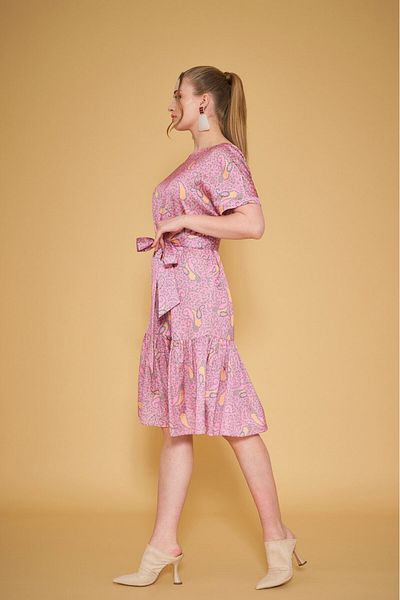 VERDA Satin Dress with Sash Belt