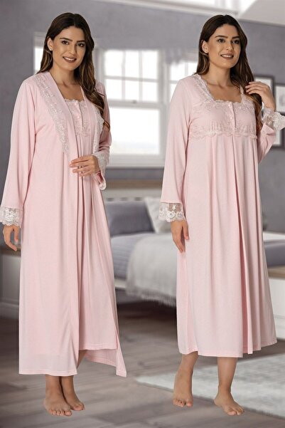 CT MODA Women's Pink Lace Long Sleeve Winter Cotton Maternity Maternity Dress...