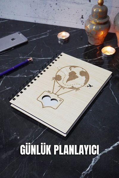 markcat A5 Balloon Design Ξύλινο Σημειωματάριο Ημερήσιου Σχεδιασμού - Αντιγραφή χωρίς ημερομηνία (ΧΡΟΝΟΜΗΧΑΝΙΚΟ)