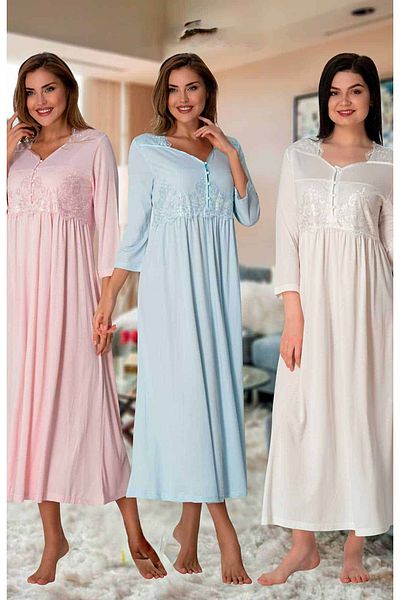 CT MODA Set rochie și cămașă de noapte pentru maternitate și maternitate cu mâneci prințesă albastră