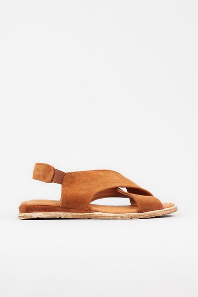 Adım Adım Women's Genuine Leather Extra Flexible Flat Sandals with Elastic Back